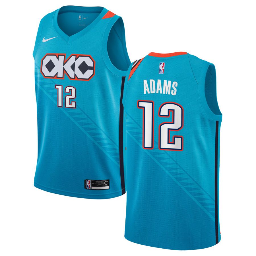 Men Oklahoma City Thunder #12 Adams Blue City Edition Game Nike NBA Jerseys->portland trail blazers->NBA Jersey